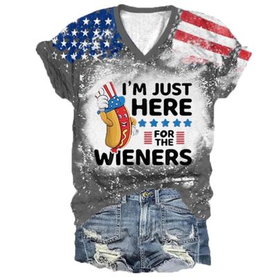 I'm Just Here for Wieners 4th of July Funny Dog T Shirt USA Flag 4th July American Red White Blue Star Stripes 4 Day T-Shirt I'm Just Here for The Wieners Shirt USA Patriotic Flag