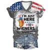 I'm Just Here for Wieners 4th of July Funny Dog T Shirt USA Flag 4th July American Red White Blue Star Stripes 4 Day T-Shirt I'm Just Here for The Wieners Shirt USA Patriotic Flag view 1