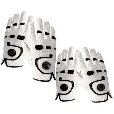 2 Pc/4 Pc Premium PU Leather Men's Golf Gloves with Ball Marker Left Right Hand All Weather Grip Breathable (Size : Cadet-XL)