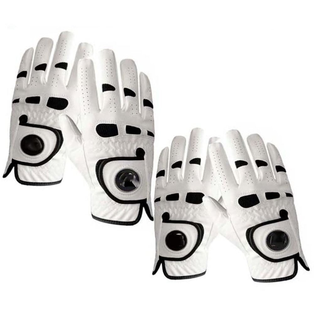 2 Pc/4 Pc Premium PU Leather Men's Golf Gloves with Ball Marker Left Right Hand All Weather Grip Breathable (Size : Cadet-XL)