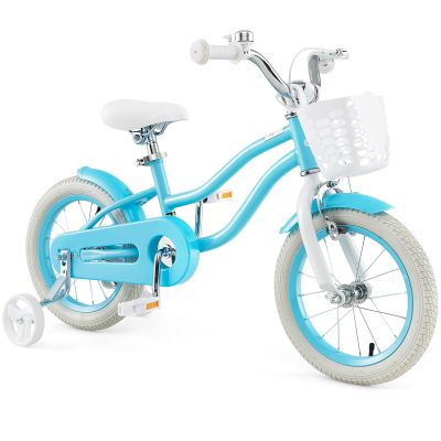 GYMAX Kids Bike for Boys & Girls Aged 3-8 Years, 14/16/18 Inches Children Bicycle w/Training Wheels, Dual Brakes, Adjustable Seat & Handlebar, Toddler Balance Bike
