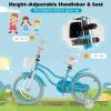 BABY JOY Kids Bike, 18 Inch Boys Girls Bike for 4-8 Years Old w/Training Wheels, Adjustable Seat, Removable Basket, Handbrake and Coaster Brake, Kids Bicycle (Blue) view 2