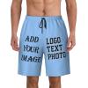 NineFit Basics Custom Short Men Personalized Shorts with Text Photo Logo Custom Swim Shorts Design Your own Mesh Lining Light Blue X-Large view 1