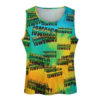 Mens Tank Tops Summer Sleeveless T-Shirt Jamaica Flag Casual Funny Gym Workout Tank Top XL