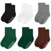 jealkip 6 Pack Baby Socks and Toddler Socks,Soft Cotton Crew Socks with Non-Slip Grips for Infants,Boys and Girls,2-4T,(Black/White/Gray/Green/DarkGreen/Maroon) view 1