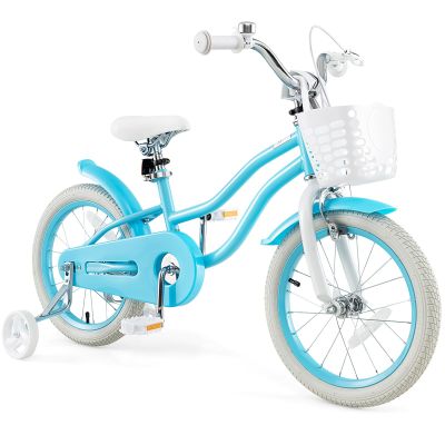 GYMAX Kids Bike for Boys & Girls Aged 3-8 Years, 14/16/18 Inches Children Bicycle w/Training Wheels, Dual Brakes, Adjustable Seat & Handlebar, Toddler Balance Bike