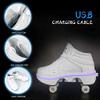 Roller Skate Shoes for Women, Double-Row Deform Quad Roller Skates, Automatic Walking Shoes Detachable Roller Skate, Shoes with Wheels for Girls Boys, Skating Shoes Unisex (White led, US 5) view 4