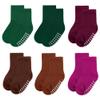 jealkip 6 Pack Baby Socks and Toddler Socks,Soft Cotton Crew Socks with Non-Slip Grips for Infants,Boys and Girls,2-4T,(Green/DarkGreen/RedBrown/Maroon/Caramel/Magenta) view 1