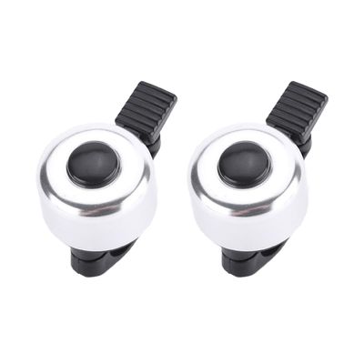 2 Pack Bike Bell Mini Bicycle Bell Thumb Bell for Adults Kids Boys Girls BMX MTB Bicycle Mountain Bike Scooter Folding Bicycle (Silver)