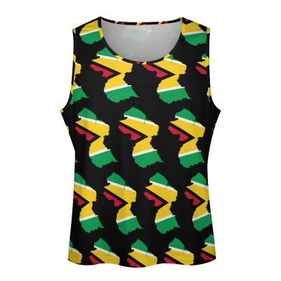DLXHWD Guyana Flag Map Men's Workout Tank Tops Sleeveless T-Shirt Bodybuilding Muscle Shirts for Gym L