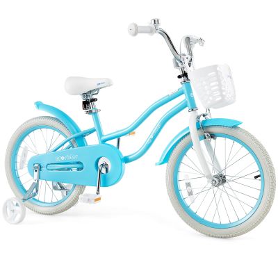 GYMAX Kids Bike for Boys & Girls Aged 3-8 Years, 14/16/18 Inches Children Bicycle w/Training Wheels, Dual Brakes, Adjustable Seat & Handlebar, Toddler Balance Bike