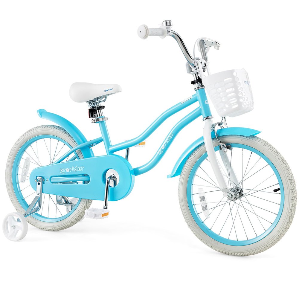 GYMAX Kids Bike for Boys & Girls Aged 3-8 Years, 14/16/18 Inches Children Bicycle w/Training Wheels, Dual Brakes, Adjustable Seat & Handlebar, Toddler Balance Bike
