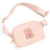 Gitus 6 7 8 9 10 Year Old Girl Gifts Belt Bag Fanny Pack Crossbody Bags with Initial Letter Patch Things for Teen Girls Easter Gifts for Girls Travel EssentialsCoral Pink-R view 1