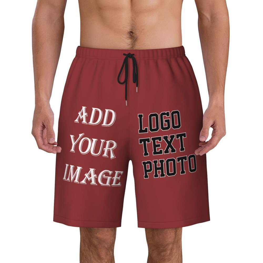 NineFit Basics Custom Short Men Personalized Shorts with Text Photo Logo Custom Swim Shorts Design Your own Mesh Lining Brown X-Large