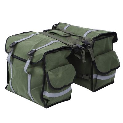 XHTLLO Waterproof Waxed Canvas Bicycle Rear Seat Carrier Bag, Cycling Panniers Saddle Bag with Reflective Trim, High Strength Tear Resistance, Compact Yet Spacious for Bike, Motorcycle