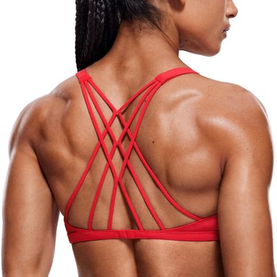 CRZ YOGA Naked Feeling Criss-Cross Sports Bra Deep Red Small