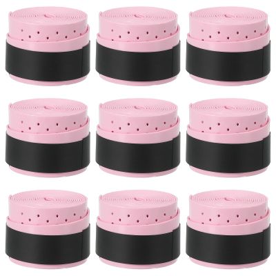 PATIKIL 43.3" Tennis Racket Grip Tape, 9 Pack Overgrip Perforated Absorbent Non-Slip for Badminton Fishing Rod, Light Pink