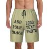 NineFit Basics Custom Short Men Personalized Shorts with Text Photo Logo Custom Swim Shorts Design Your own Mesh Lining Tan 3X-Large view 1