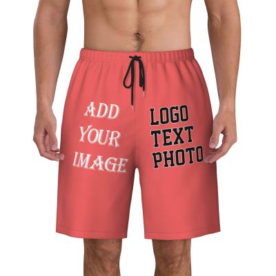 NineFit Basics Custom Short Men Personalized Shorts with Text Photo Logo Custom Swim Shorts Design Your own Mesh Lining Coral X-Large