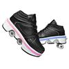 WSROYW Roller Skate Shoes for Women, Double-Row Deform Quad Roller Skates, Automatic Walking Shoes Detachable Roller Skate, Shoes with Wheels for Girls Boys, Skating Shoes Unisex (Black led, US 8) view 1