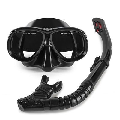 HBNOM Anti-Fog Panoramic Side-View Snorkel Mask, Grade Silicone Full Dry Top Snorkel Set, Wearable Myopia Lenses and Wear-Resistant PC Frames,150 Degree
