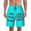 NineFit Basics Custom Short Men Personalized Shorts with Text Photo Logo Custom Swim Shorts Design Your own Mesh Lining Cyan X-Large view 1