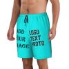 NineFit Basics Custom Short Men Personalized Shorts with Text Photo Logo Custom Swim Shorts Design Your own Mesh Lining Cyan X-Large view 4