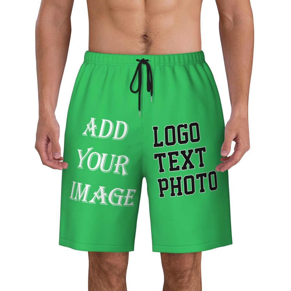 Custom shortss for Men Personalized Short with Text Photo Logo Custom Swimshort Design Your own Mesh Lining Spring Green Xx-Large