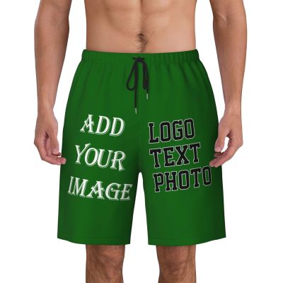 NineFit Basics Custom Short Men Personalized Shorts with Text Photo Logo Custom Swim Shorts Design Your own Mesh Lining Dark Green 3X-Large
