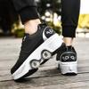 Roller Skates for Women & Girls, Double-Row Deform Quad Skates, Automatic Walking Shoes with Detachable Wheels, Unisex Skating Shoes (Black Silver, US 9) view 3