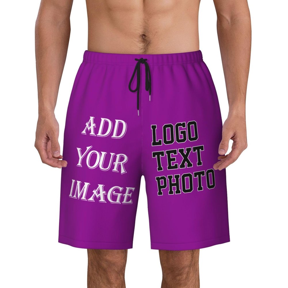 NineFit Basics Custom Short Men Personalized Shorts with Text Photo Logo Custom Swim Shorts Design Your own Mesh Lining Purple X-Large