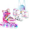 SULIFEEL Rainbow Unicorn Inline Skates for Kids with Adjustable Protective Gear Set Dazzle Small view 1