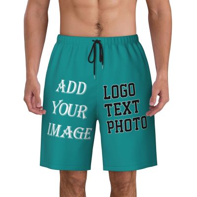 Custom shortss for Men Personalized Short with Text Photo Logo Custom Swimshort Design Your own Mesh Lining Dark Cyan Xx-Large