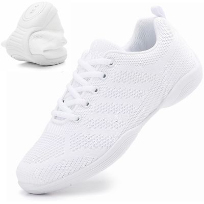 DADAWEN Girls Cheer Shoes White Cheerleading Shoes Dance Athletic Training Tennis Breathable Women Youth Lightweight Competition Cheer Sneakers White US Size 11 M Little Kid