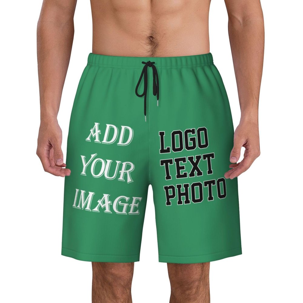 Custom shortss for Men Personalized Short with Text Photo Logo Custom Swimshort Design Your own Mesh Lining Sea Green Large