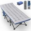 Slendor XXL Camping Cot, Oversized Camping Bed, 79" L x 32" W x 19" H Sleeping Cot with Mattress, Carry Bag, Camp Cot Bed for Travel, Guest, Support 900lbs, Blue Cot+ Grey Pad view 1