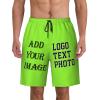 NineFit Basics Custom Short Men Personalized Shorts with Text Photo Logo Custom Swim Shorts Design Your own Mesh Lining Green Yellow X-Large view 1