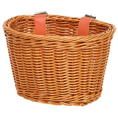 BEIDUOYANG Bicycle Bag,Bike Accessories, Childrens Bicycles Front Basket Waterproofs Plastic Wovens Bikes Basket Kid Bicycles Wicker Basket for Boy Girl, brown