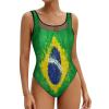 Women B-razil Flag Swimsuit Swimwear 1 Piece Sets Bathing Suit Straps Halter Slimming Beach L view 1