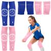 Sosation 2 Set Volleyball Knee Pads and Volleyball Arm Sleeves with Protection Pad Compression Forearm Wrist Guard with Thumb Hole Soft Breathable for Hitting Passing(Pink, Blue) view 1
