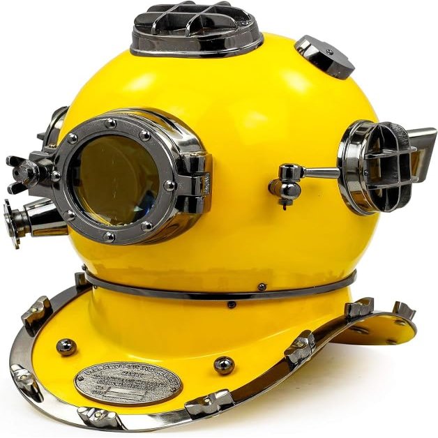 18" Marine Yellow Scuba Diving Helmet - US Navy Mark V & Deep Sea Diving Helmet for Rolplay Cosplay & Collectible Item