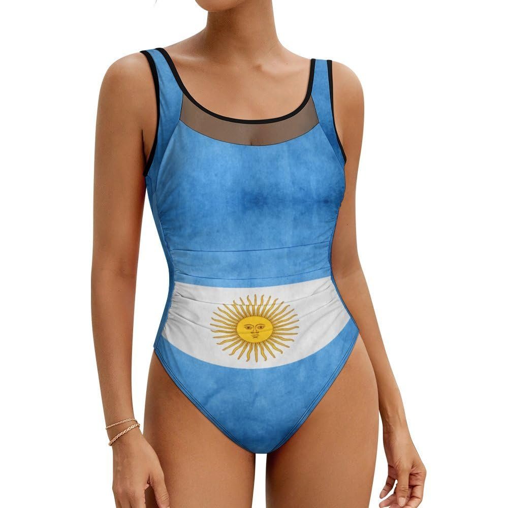 TAIZIYEAH Women's Swimsuits Flag of Argentina 1 Piece Swimwear Bathing Suits Training Adjustable S