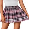 Avidlove Mini Pleated Plaid Skirt Women's Pleated Skirts Sexy Schoolgirl Skirt Sexy Costumes Womens Casual Skirts(Pink Plaid, XL) view 1