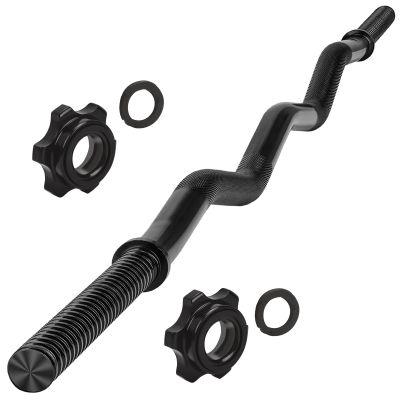 47" EZ Curl Bar Weight Lifting Bar 1-inch Curling Bars for Weight lifting with 2 Star Collars Star-nuts (220lb Weight Capacity) for Hip Thrusts Squats Lunges for Gym and Home