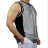 DIGITMON Men's 3-Stripes Basketball Gym Workout Athletic Tank Tops Shirts Mesh Jersey Uniform Made in USA (GREYBLACK, XL) view 2