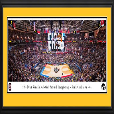 2024 NCAA Women's Basketball Championship, South Carolina vs Iowa - Iowa Double Mat, Deluxe Framed Picture by Blakeway Panoramas (44"W x 18"H)