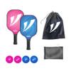 VORTExX Fiberglass Pickleball Paddles Set of 2 - USAPA Approved, Non-Slip Grip Pickle Ball Rackets 2 Pack Complete w/Indoor, Outdoor Balls & Carry Bag (Pink & Blue) view 1