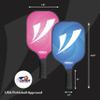VORTExX Fiberglass Pickleball Paddles Set of 2 - USAPA Approved, Non-Slip Grip Pickle Ball Rackets 2 Pack Complete w/Indoor, Outdoor Balls & Carry Bag (Pink & Blue) view 2