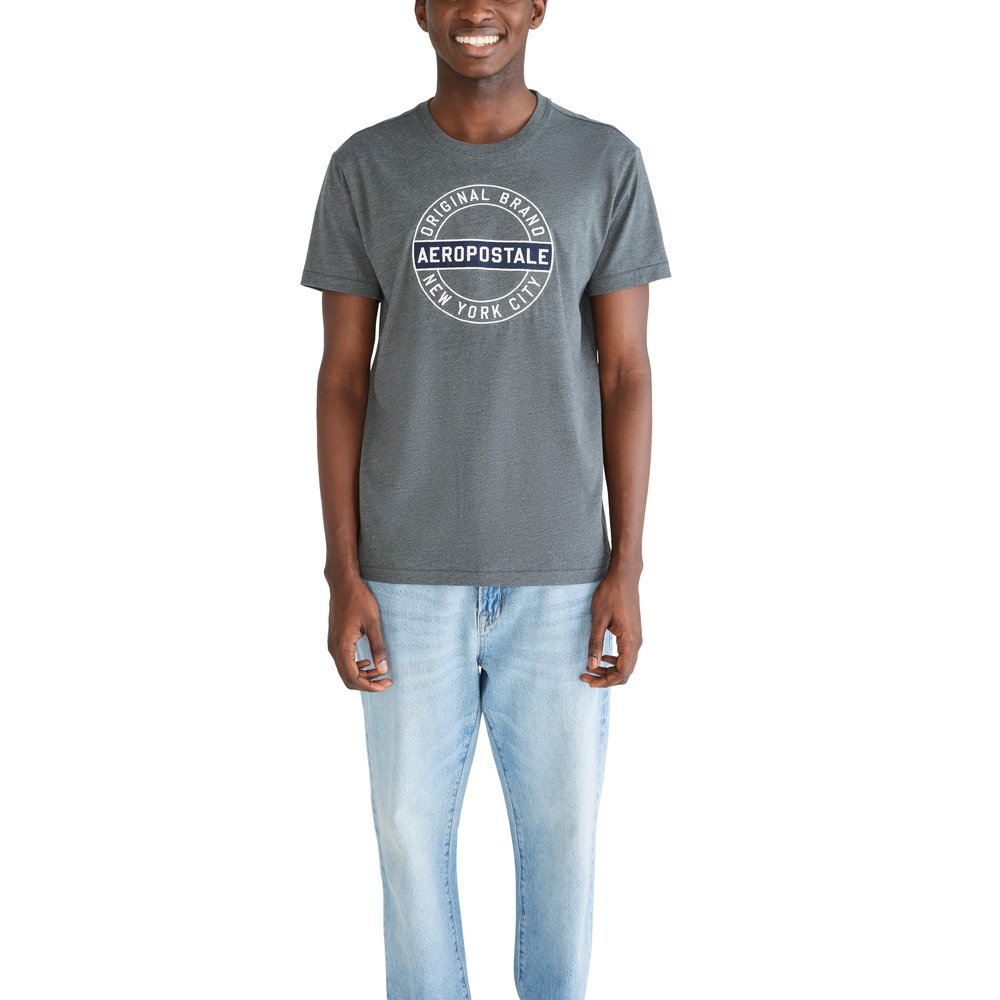 Aero Circle Logo Aeropostale, Charcoal Heather Grey, XL
