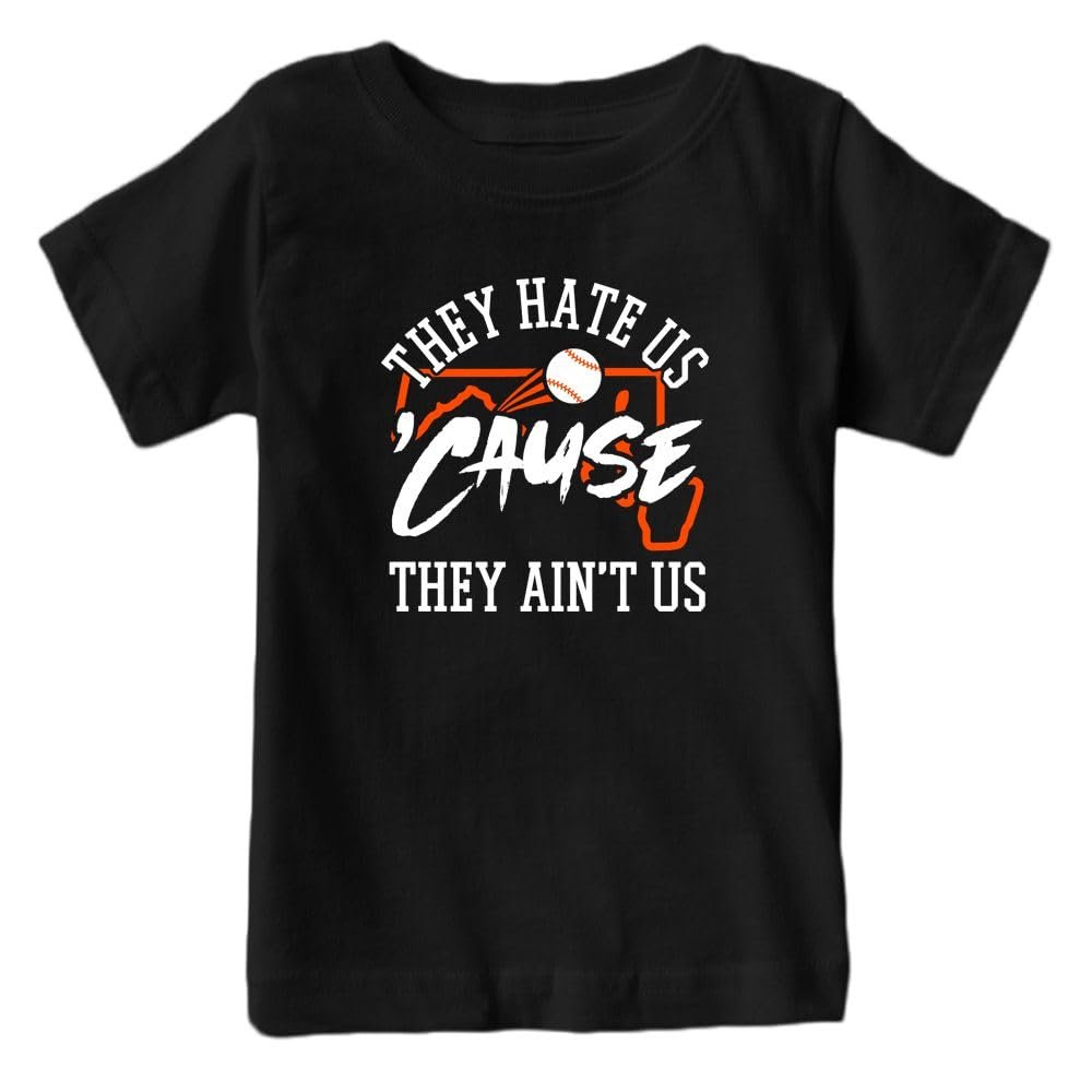 Baltimore Fans - They Hate Us 'Cause They Ain't Us Kid's T-Shirt for Baseball Fans (Black Shirt, YM)